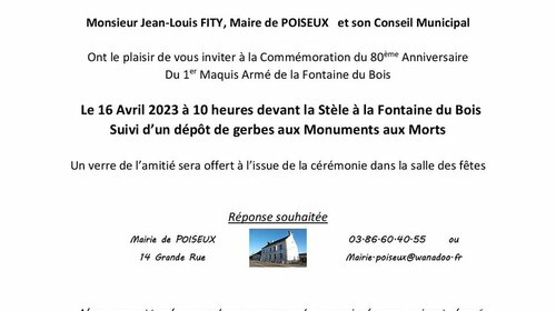 Commémoration 1er Maquis Fontaine du Bois